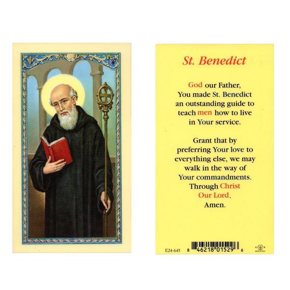 LAMINATED HOLY CARD - ST. BENEDICT